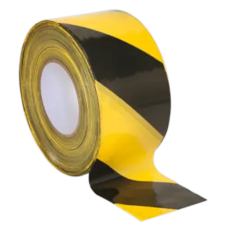 Non-Adhesive Hazard Warning Barrier Tape 80mm x 100m - Black/Yellow [BTBY]