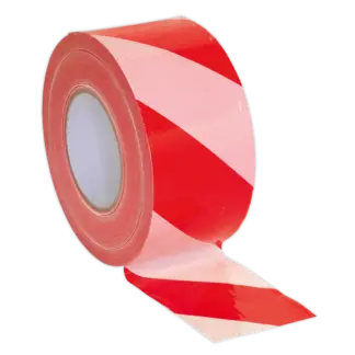 Non-Adhesive Hazard Warning Barrier Tape 80mm x 100m - Red/White [BTRW]