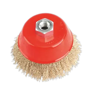 100mm Brassed Steel Crimped Wire Cup Brush M14 x 2mm [CBC100]