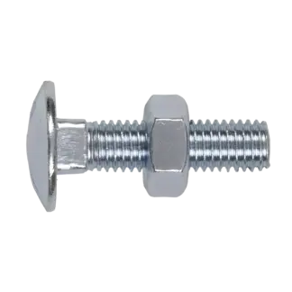 Zinc Plated Coach Bolt & Nut M10 x 40mm, DIN 603 - Pack of 50 [CBN1040]