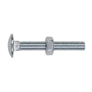 Zinc Plated Coach Bolt & Nut M10 x 75mm, DIN 603 - Pack of 50 [CBN1075]