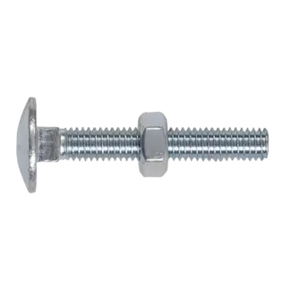 Zinc Plated Coach Bolt & Nut M6 x 40mm, DIN 603 - Pack of 100 [CBN640]