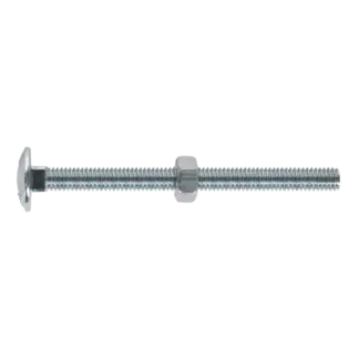 Zinc Plated Coach Bolt & Nut M6 x 75mm, DIN 603 - Pack of 100 [CBN675]