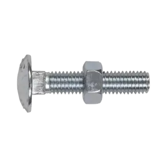 Zinc Plated Coach Bolt & Nut M8 x 40mm, DIN 603 - Pack of 50 [CBN840]