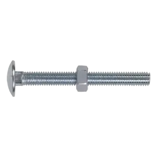Zinc Plated Coach Bolt & Nut M8 x 75mm, DIN 603 - Pack of 50 [CBN875]