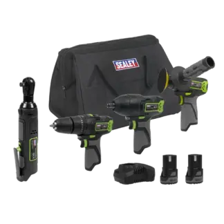 4 x SV10.8 Series Cordless Power Tool Kit 10.8V - 2 Batteries & Euro Plug [CP108VCOMBO1EU]