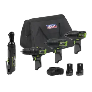 4 x SV10.8 Series Cordless Power Tool Kit 10.8V - 2 Batteries & Euro Plug [CP108VCOMBO2EU]