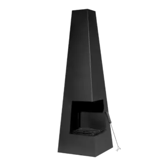 Dellonda Chiminea, Wood Burner, Heater for Outdoors W45cm x H150cm - Black Steel [DG105]