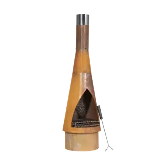 Dellonda Outdoor/Garden/Patio Conical Chiminea, Fireplace, Fire Pit, Heater, H127cm - Corten Steel [DG110]