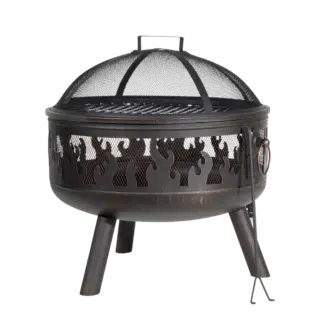 Dellonda Deluxe Fire Pit Fireplace Outdoor Patio Heater, Cooking Grill & Poker 61cm [DG117]