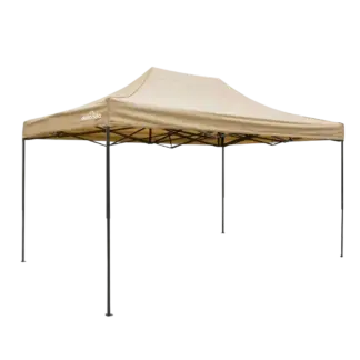 Dellonda Premium 3 x 4.5m Pop-Up Gazebo, Heavy Duty, PVC Coated, Water-Resistant Fabric, Supplied with Carry Bag, Rope, Stakes & Weight Bags - Beige Canopy [DG134]