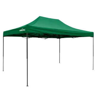 Dellonda Premium 3 x 4.5m Pop-Up Gazebo, Heavy Duty, PVC Coated, Water-Resistant Fabric, Supplied with Carry Bag, Rope, Stakes & Weight Bags - Dark Green Canopy [DG136]