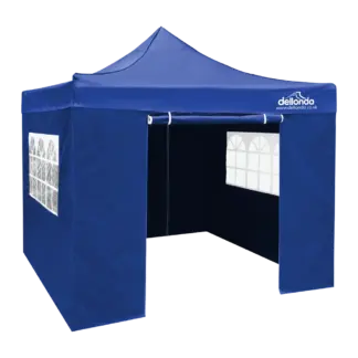 Dellonda Premium 3x3m Pop-Up Gazebo & Side Walls, PVC Coated, Water-Resistant Fabric with Carry Bag, Rope, Stakes & Weight Bags - Blue [DG165]