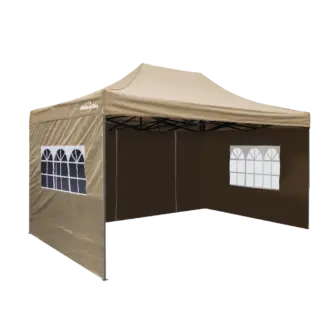 Dellonda Premium 3x4.5m Pop-Up Gazebo & Side Walls, PVC Coated, Water-Resistant Fabric with Carry Bag, Rope, Stakes & Weight Bags - Beige [DG168]