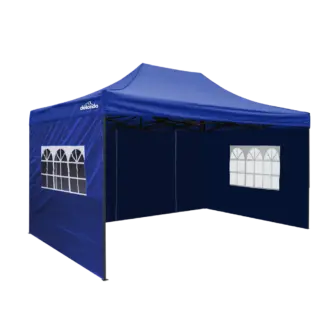 Dellonda Premium 3x4.5m Pop-Up Gazebo & Side Walls, PVC Coated, Water-Resistant Fabric with Carry Bag, Rope, Stakes & Weight Bags - Blue [DG169]