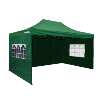 Dellonda Premium 3x4.5m Pop-Up Gazebo & Side Walls, PVC Coated, Water-Resistant Fabric with Carry Bag, Rope, Stakes & Weight Bags - Green [DG170]