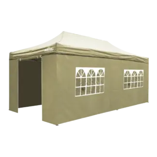 Dellonda Premium 3x6m Pop-Up Gazebo & Side Walls, PVC Coated, Water-Resistant Fabric with Carry Bag, Rope, Stakes & Weight Bags - Beige [DG172]