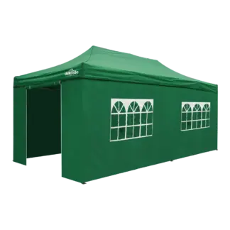 Dellonda Premium 3x6m Pop-Up Gazebo & Side Walls, PVC Coated, Water-Resistant Fabric with Carry Bag, Rope, Stakes & Weight Bags - Green [DG174]
