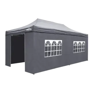 Dellonda Premium 3x6m Pop-Up Gazebo & Side Walls, PVC Coated, Water-Resistant Fabric with Carry Bag, Rope, Stakes & Weight Bags - Grey [DG175]