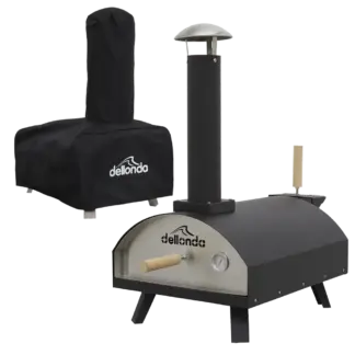Dellonda Wood-Fired Pizza Oven, Pizza Peel & Cover 14" - Black [DG218]