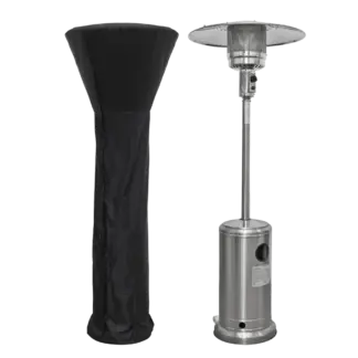 Dellonda Freestanding Gas Patio Heater 13kW with Wheels Supplied with Cover, Stainless Steel [DG221]