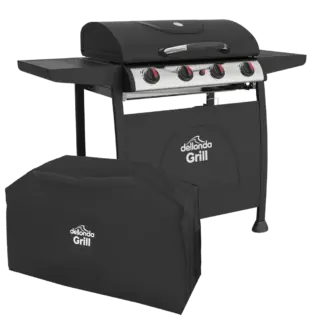 Dellonda 4 Burner Gas BBQ Grill with Piezo Ignition, Thermometer & Cover [DG229]