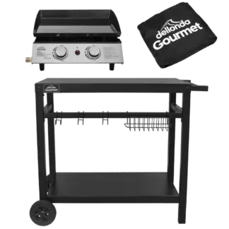 Dellonda 2 Burner Portable Gas Plancha, Cover & Trolley [DG249]