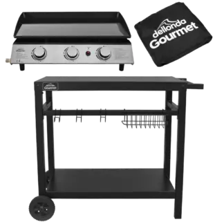 Dellonda 3 Burner Portable Gas Plancha, Cover & Trolley [DG250]
