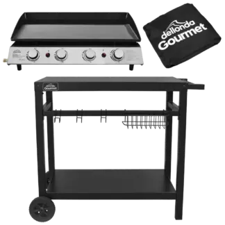 Dellonda 4 Burner Portable Gas Plancha, Cover & Trolley [DG251]