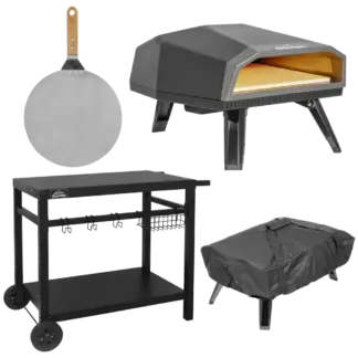 Dellonda Gas Pizza Oven with Water-Resistant Cover/Carry Bag, 12" Pizza Peel & Plancha Trolley [DG262]