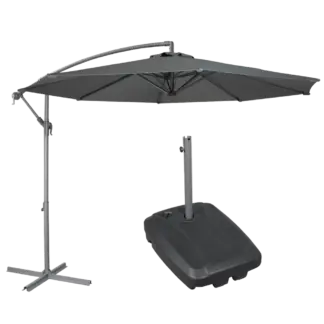 Dellonda Banana Parasol with Cover & Base 3m - Grey [DG270]