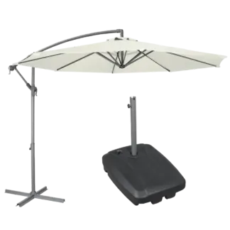 Dellonda Banana Parasol with Cover & Base 3m - Cream [DG271]