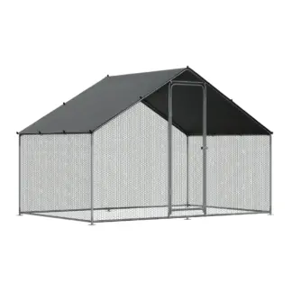 Dellonda Walk-In Galvanized Steel Chicken Run with Roof Cover & PVC Coated Chicken Wire [DG278]