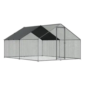 Dellonda Walk-In Galvanized Steel Chicken Run with Roof Cover & PVC Coated Chicken Wire [DG279]