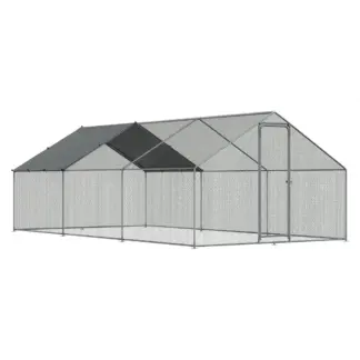 Dellonda Walk-In Galvanized Steel Chicken Run with Roof Cover & PVC Coated Chicken Wire [DG280]
