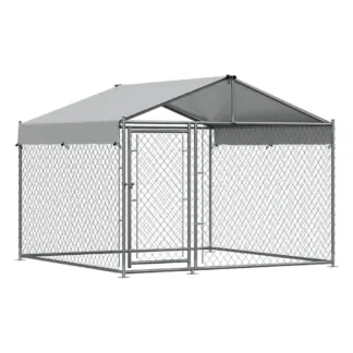 Dellonda Galvanized Steel Dog Kennel with Roof Cover & Chain Link Fencing [DG281]