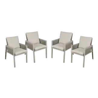 Dellonda Fusion Garden/Patio Dining Chairs with Armrests 4pc - Light Grey [DG50]