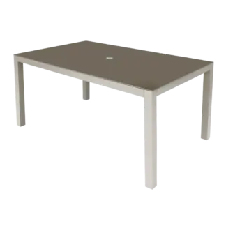 Dellonda Fusion Aluminium Garden Dining Table with Tempered Glass & Parasol Hole - Light Grey [DG51]