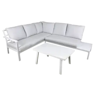 Dellonda Kyoto Aluminium Outdoor Corner Sofa & Coffee Table Set 3pc [DG53]