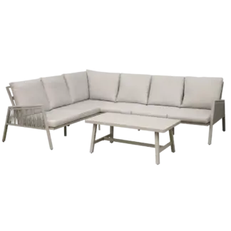 Dellonda Fusion Aluminium Outdoor Corner Sofa & Coffee Table Set 4pc [DG57]