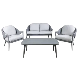 Dellonda Echo Aluminium Outdoor Sofa, Chair & Coffee Table Set 4pc [DG59]