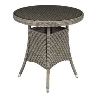 Dellonda Chester Rattan Wicker Round Outdoor Table with Tempered Glass Top [DG65]