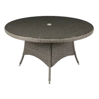 Dellonda Chester Rattan Wicker Round Outdoor Dining Table with Tempered Glass Top [DG67]