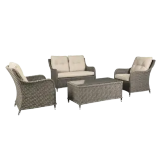 Dellonda Chester Rattan Wicker Outdoor Lounge Set 4pc [DG87]