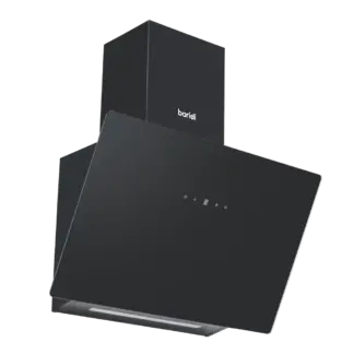 Baridi Angled Chimney Cooker Hood with Touch Controls & Carbon Filters 60cm - Black Glass [DH105]