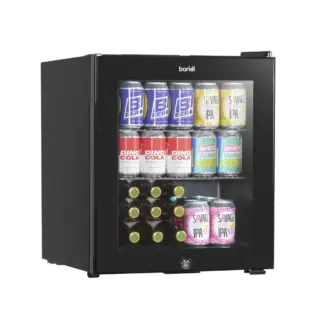 Baridi Mini Tabletop Beer & Drinks Fridge with Metal Shelves, LED Light & Security Lock 50L - Black [DH12]