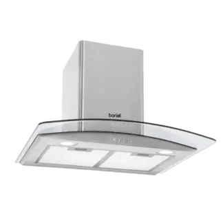 Baridi Curved Glass Cooker Hood with Carbon Filters & LED Lights 60cm - Stainless Steel [DH128]