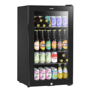 Baridi Undercounter Drinks, Beer & Wine Fridge with Wire Shelves, Internal Light & Security Lock 85L - Black [DH13]