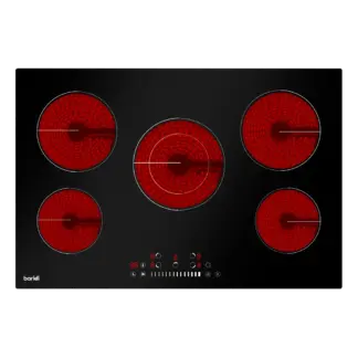 Baridi Integrated Ceramic Hob with 5 Cooking Zones 77cm - Black Glass [DH175]