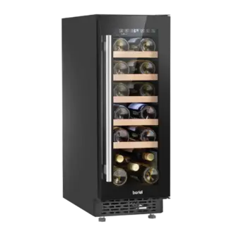 Baridi 20 Bottle Slim Built-In Wine Cooler with Digital Touchscreen Controls, Beech Wood Shelves & Internal LED Light - Black [DH203]